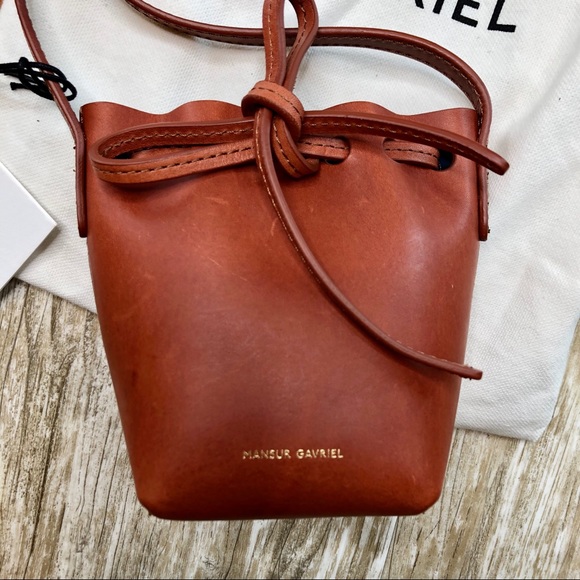 NWT MANSUR GAVRIEL Baby Bucket Bag Brandy Leather - Picture 3 of 15